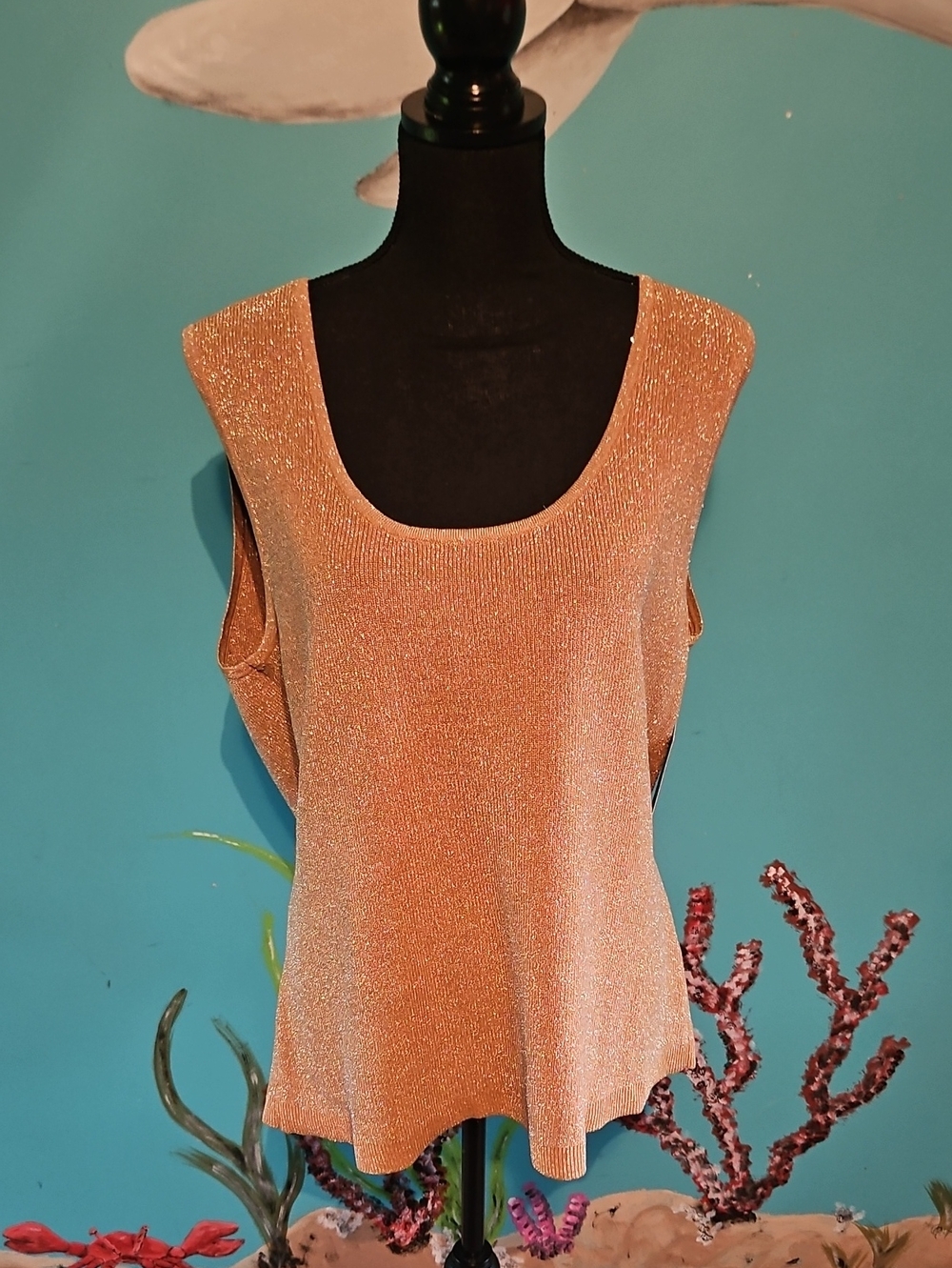 Tahari Metallic Camel Gold Sleeveless Knit Tank
